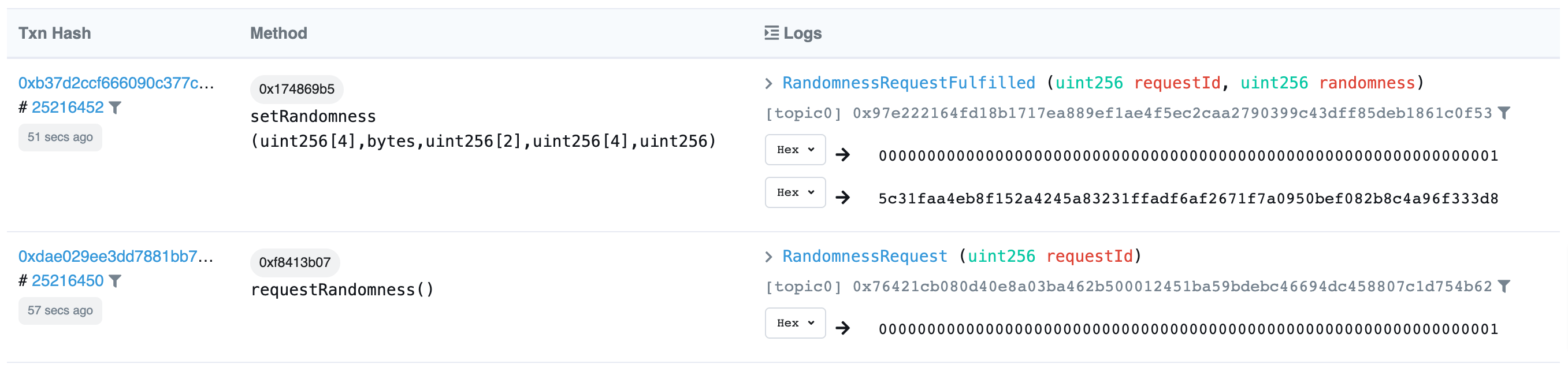You can now check the received randomness in the RandomnessRequestFulfilled event